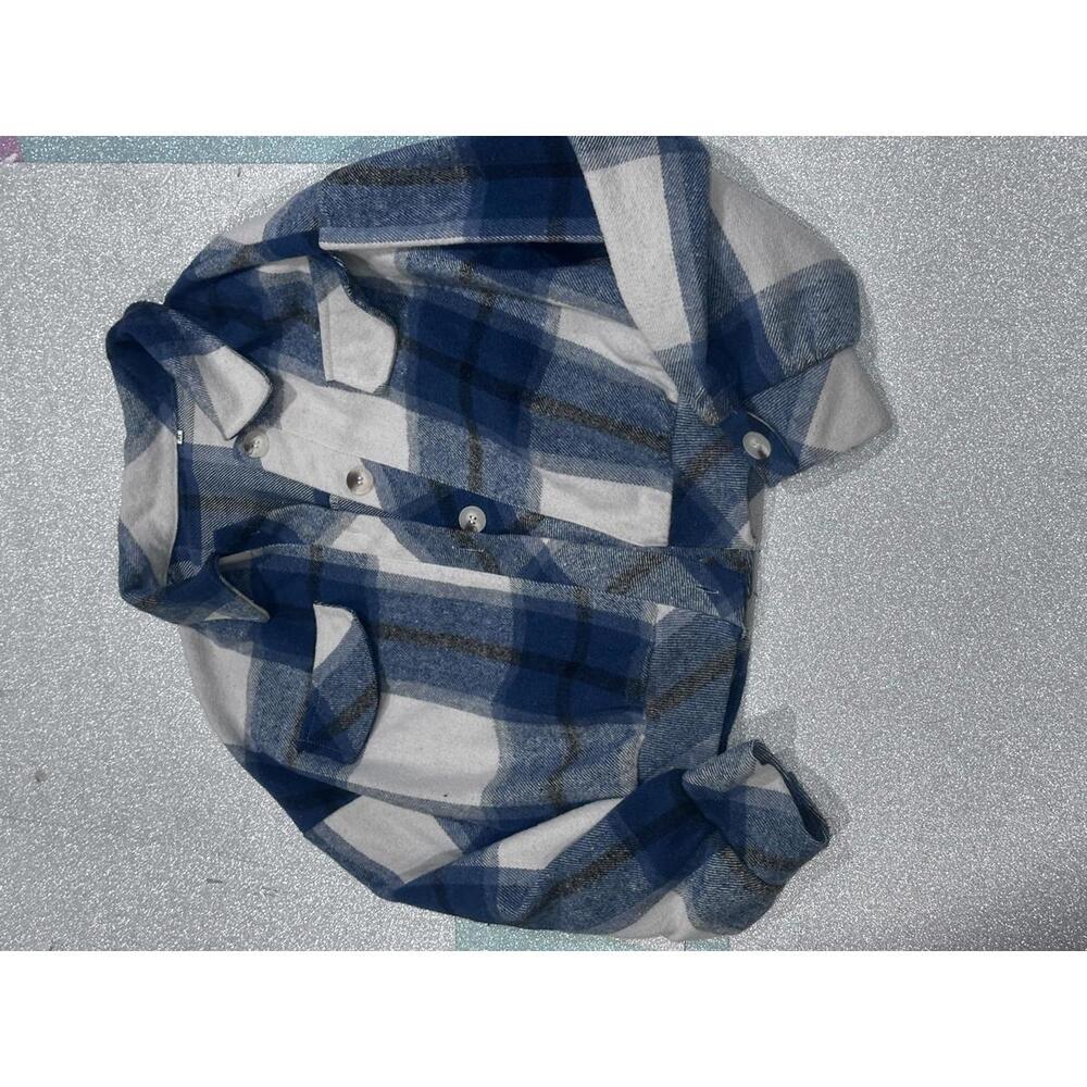 Blue and White Plaid Cropped Jacket - Picture 5 of 13